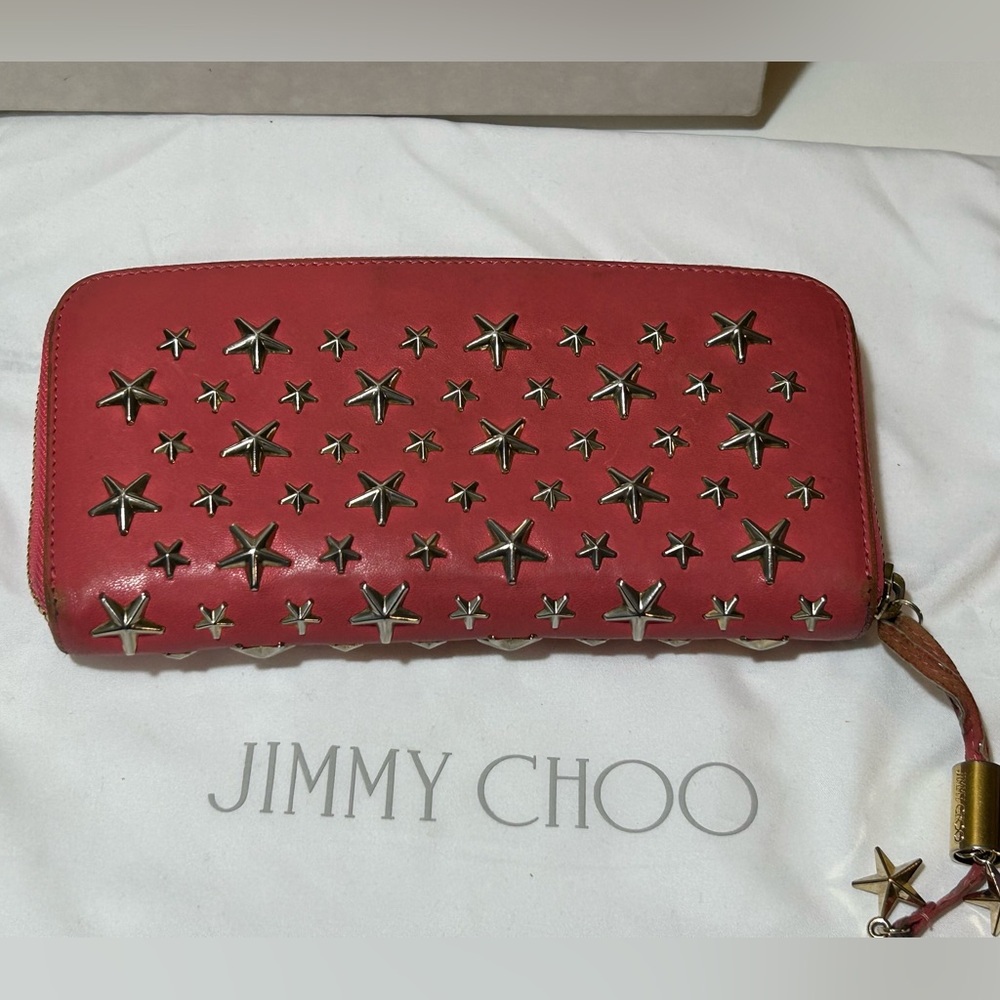Jimmy Choo Pink Filipa Star Studded Wallet - Picture 6 of 16